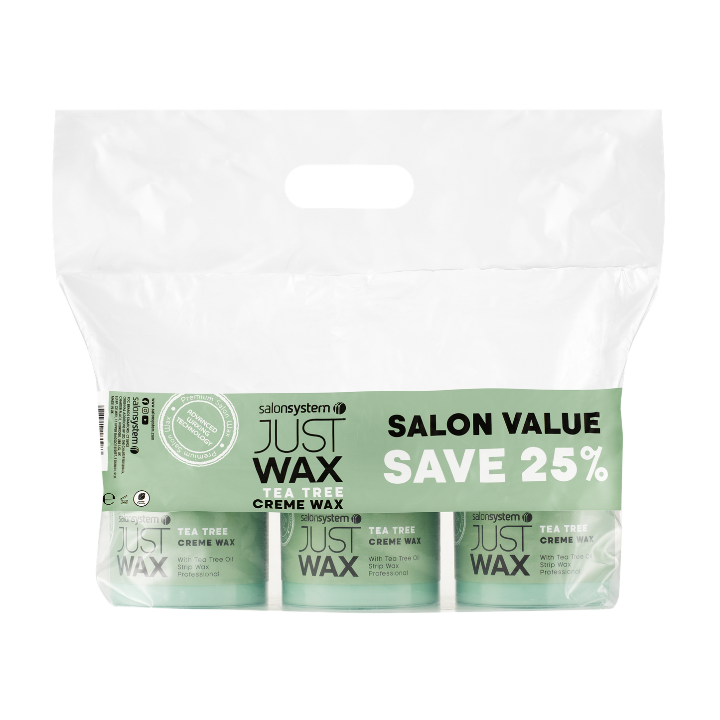 Salon System Just Wax Tea Tree Wax Value 3pk 450g